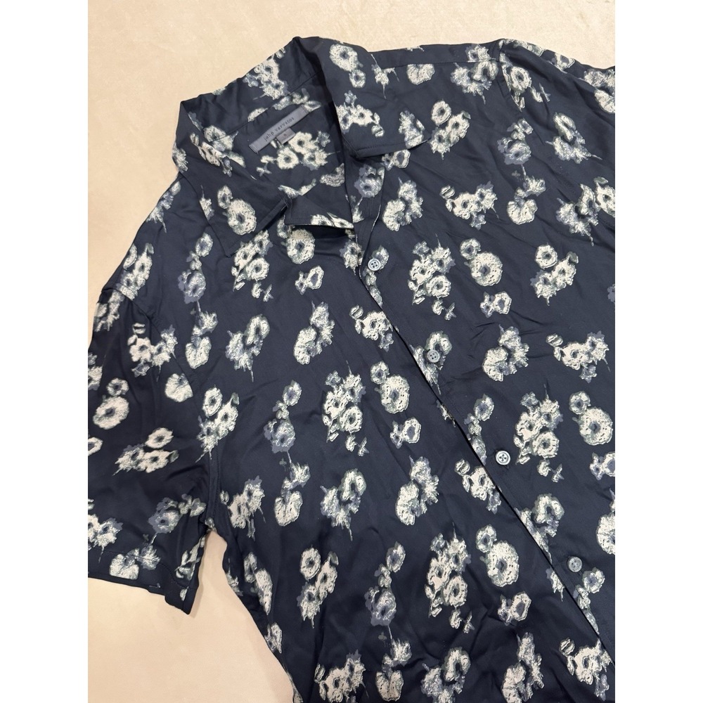 John Varvatos Danny Shirt Black Floral Short Sleeve Camp Collar Mens Small